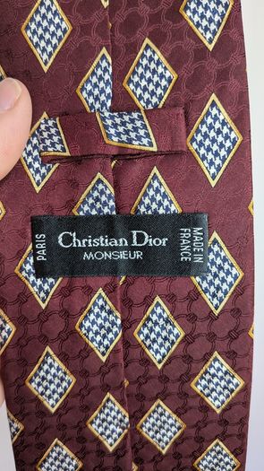 Christian Dior Monsieur Tie Burgundy Silk Geometric Handmade Designer