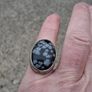 Midcentury Snowflake Obsidian Sterling Silver Ring Image 4