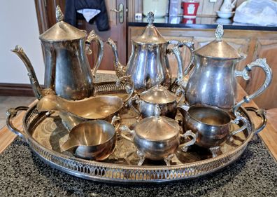 Tray/tea/coffee/sugar Milk Pots (silver Plated).