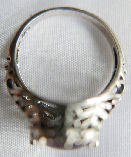Vintage 925 sterling silver rose quartz & beryl ring 3,58g size P1/2