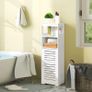 Bathroom Cabinet Waterproof, White Storage Cabinet Floor Standing Home Storage Furniture Shelf,Suitable for Toilet Bedroom Kitchen Living Room Image 2