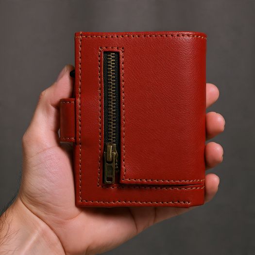 Genuine Leather Pop-Up Card Holder Wallet RFID Blocking Slim Credit Card Case