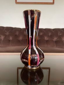 Vintage German WGP Striped Brown Jasba Vase 22 cm