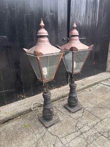Pair of Kilbride Cast Iron & Copper Outdoor Lanterns