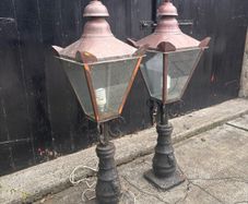 Pair of Kilbride Cast Iron & Copper Outdoor Lanterns