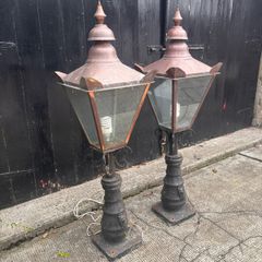Pair of Kilbride Cast Iron & Copper Outdoor Lanterns