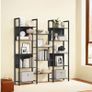 Modern 14 Shelf Bookcase Black Industrial Storage Shelving Unit Image 8