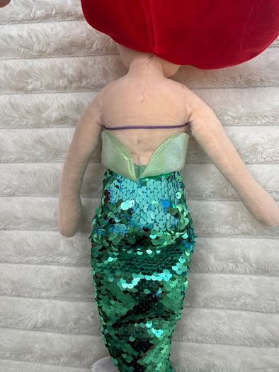 TY Sparkle Disney Ariel the Little Mermaid aprox. 40 cm.  Plush Princess Beanie Sequins Used Damaged Please see photos