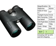 bushnell Elite E2 8 x 42 binocular