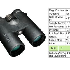 bushnell Elite E2 8 x 42 binocular