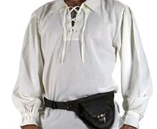 Men Medieval Cosplay Lace-up Shirt