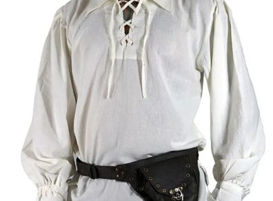 Men Medieval Cosplay Lace-up Shirt
