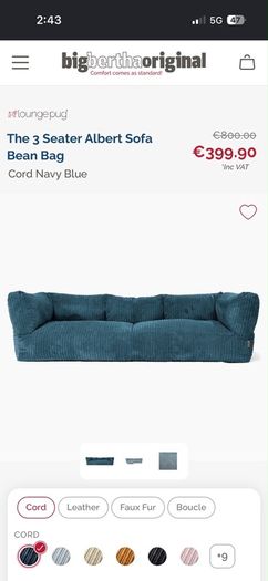 Lounge Pug 3 seater Albert sofa