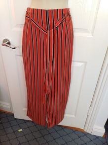Zara Rust Strip Elasticated Pants Size 12