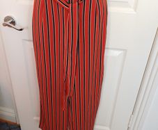 Zara Rust Strip Elasticated Pants Size 12