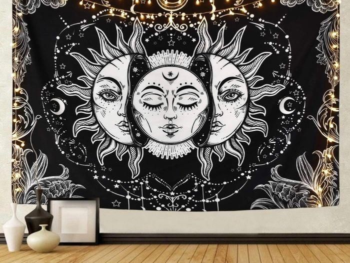Sun and Moon Tapestry Black and White Large Tablecloths Psychedelic Tapestry Wall Hanging for Bedroom Living Room Decoration (MULTIPLE SIZES)