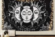 Sun and Moon Tapestry Black and White Large Tablecloths Psychedelic Tapestry Wall Hanging for Bedroom Living Room Decoration (MULTIPLE SIZES)