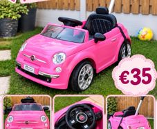 Pink Fiat 500 Push Along Car