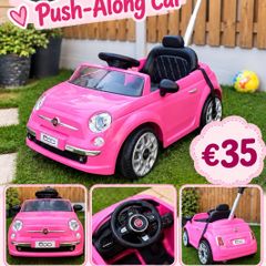 Pink Fiat 500 Push Along Car