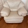 Cream leather 3 seater sofa and two armchairs Image 2