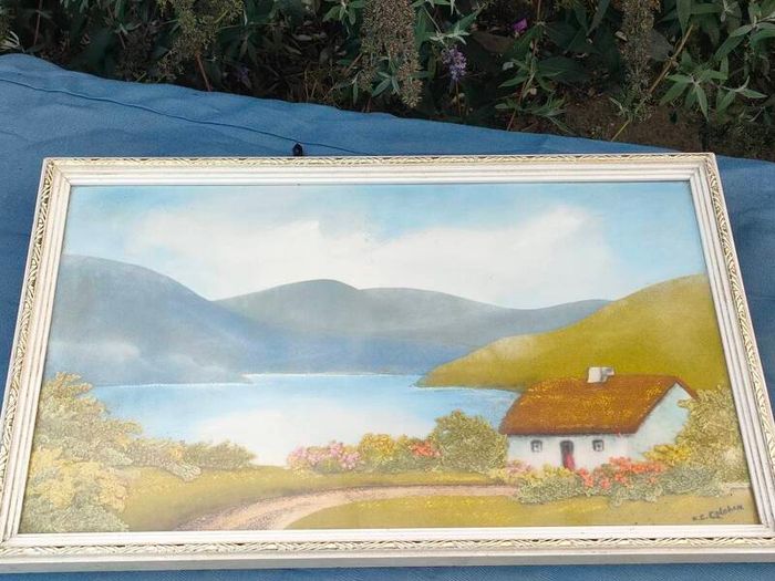 Irish tweed and oil on Board by K.C. Colohan