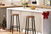 Vintage Bar Stools Set Counter Stool with Footrest, Industrial Style Bar Stool
