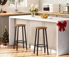 Vintage Bar Stools Set Counter Stool with Footrest, Industrial Style Bar Stool