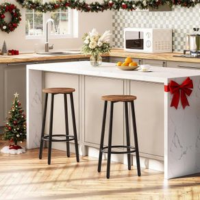Vintage Bar Stools Set Counter Stool with Footrest, Industrial Style Bar Stool