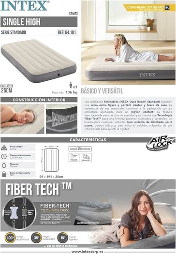 NEW SALE |  Single High Airbed, Taupe/Grey, One Size