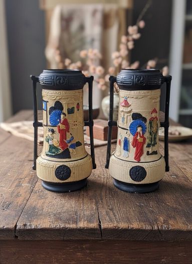 A Pair of Cyples Old Pottery Art Deco Vases