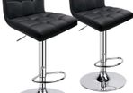 Bar Stools (2/Set) Adjustable Bar Chairs Breakfast Dining Stools for Kitchen Island Counter PU Leather Double Stitching Square Back with decoration MULTIPLE COLOURS AVAILABLE (FREE POSTAGE)