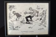 Original 20thC Pen &amp; Ink Illustration by Donald E. Green - "They scuttled off in all directions" (Framed)