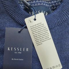 New Round Neck Mens warm Sweater Jumper Merino 50% wool RRP 80 eur Wool blend Solid Dark Blue brand NEW