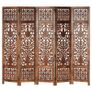 Hand Carved 5-Panel Room Divider Brown 200x165 cm Solid Mango Wood Image 3