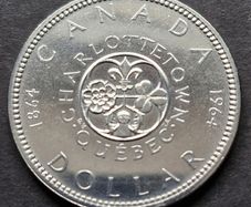 Canada 1 Dollar 1964 Silver - Elizabeth II Confederation Conferences Quebec coin