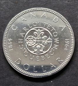 Canada 1 Dollar 1964 Silver - Elizabeth II Confederation Conferences Quebec coin