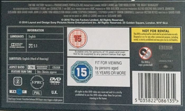 The Night Manager [2016] (Hugh Laurie & Tom Hiddleston) Complete Series [DVD TV Boxsets]