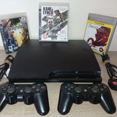 Sony PlayStation 3 PS3 Slim Black Console CECH 3003A 160 gb 2  Controllers and 3 games e/c