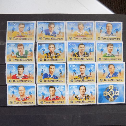 Ireland 2000.Hurling Team of the Millenium.Inc Jack Lynch and Christy Ring.Full set of 15 Players.MNH.