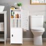 3 Tier Bathroom Storage Cabinet, Freestanding Organizer with Doors, White Waterproof Storage Floor Cabinet for Bedroom, Toilet, Living Room, Kitchen, Balcony, Office Image 4
