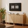 Sideboard, Buffet Storage Cabinet with Fluted Decorating, Sideboard Storage Cabinet with 2 Doors & Adjustable Shelf, Kitchen Cupboard for Living Room, Dining Room, 35 x 77 x 78 cm, Oak Image 8