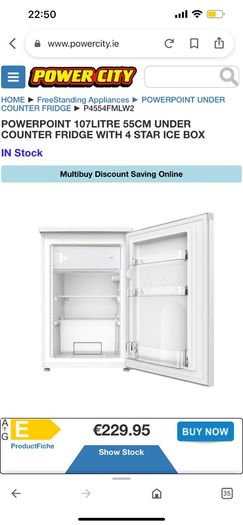 New display model 55cm undercounter fridge with 4 star icebox