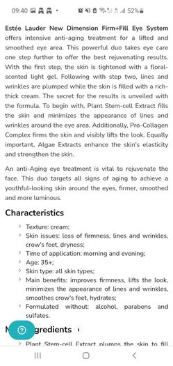 Brand New Estee Lauder New Dimension Firm + Fill Eye System 2ml Sample Package 10ml + 10ml