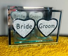 Bride & Groom  mirrored T-Lite holder