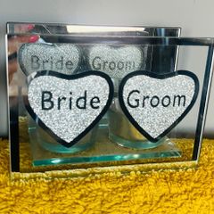 Bride & Groom  mirrored T-Lite holder