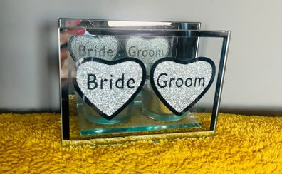 Bride & Groom  mirrored T-Lite holder
