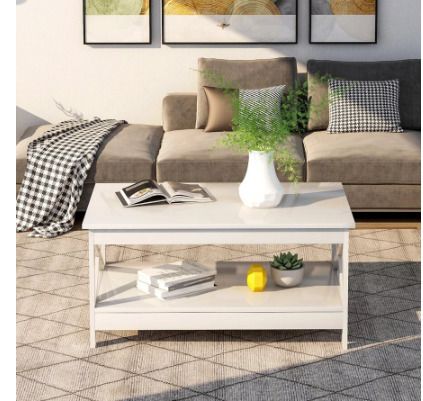 BRAND NEW Coffee Table Living Room Modern X Design Wood End Table with Storage Rack