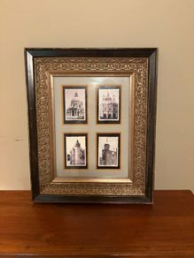 Framed set of four black and white architectural prints