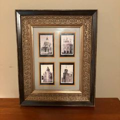 Framed set of four black and white architectural prints