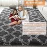 Super Soft Fluffy Area Rug 6'x9' Bedroom Living Room Shaggy Anti-Skid Comfortable Large Rugs Indoor Modern Home Decor Floor Carpet - Dark Grey&White 180x270 Image 2